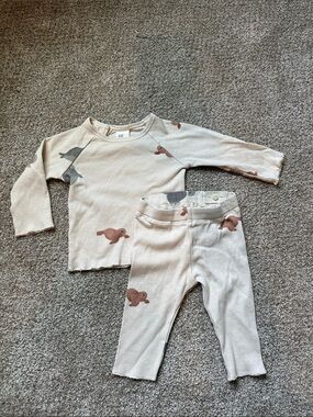 H&M Cream Baby Top & Leggings with Rust and Gray Seal Print